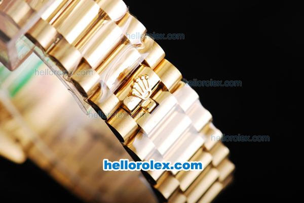 Rolex Day-Date II Automatic Movement Full Gold with Gold Dial and Diamond Markers - Click Image to Close